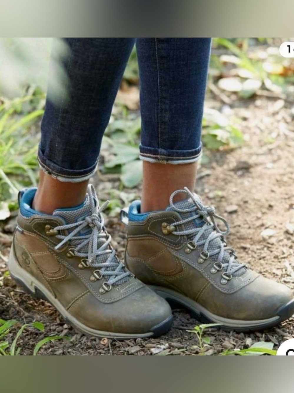 Timberland Brown Nubuck Hiking Boots Waterproof with Blue Trim great condition